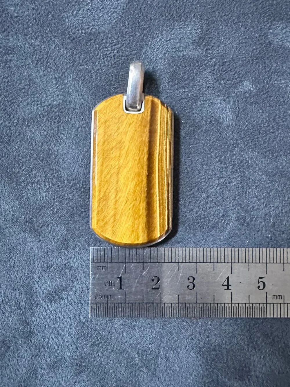 David Yurman Chevron Dog Tag Pendant w/ Tiger's Eye - 42mm